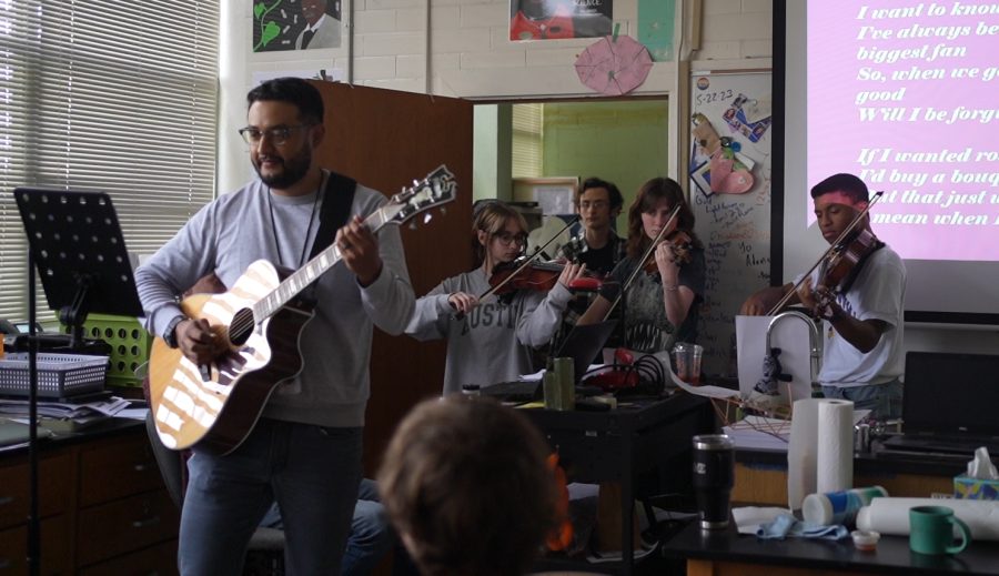 Adame, string trio perform his farewell song to second-period AP Bio – The  Shield Online